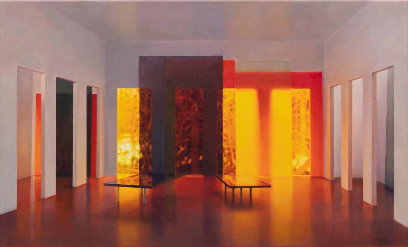 Certain room with tables and infinite view, 60x100 cm, Private collection