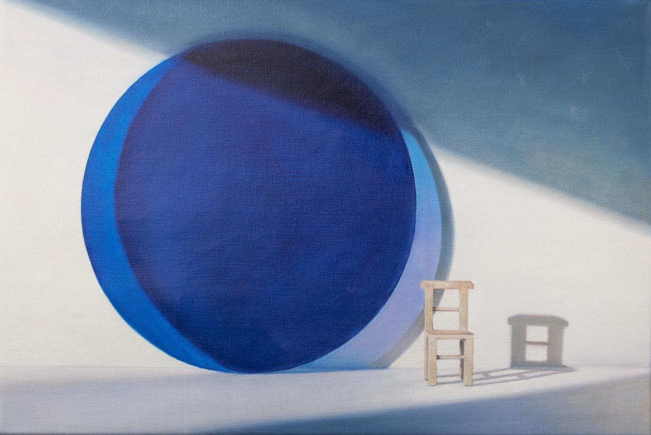 A simple Image with Blue Circle and a Chair, 50 x 75 cm. Photo: Anders Sune Berg