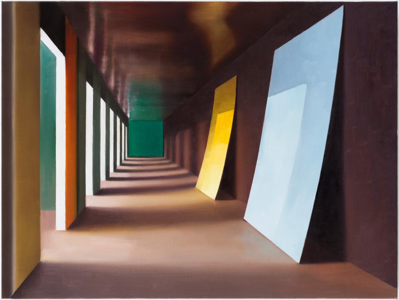Passage with yellow and blue paper, 60 x 80 cm, Private collection