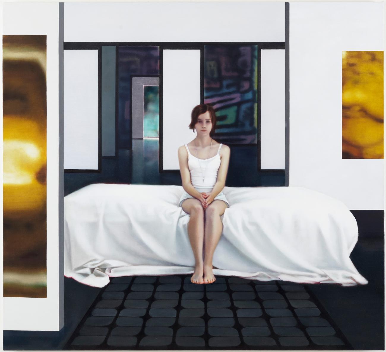 Finding herself in several realities, several different rooms, 110 x 120 cm, Private collection