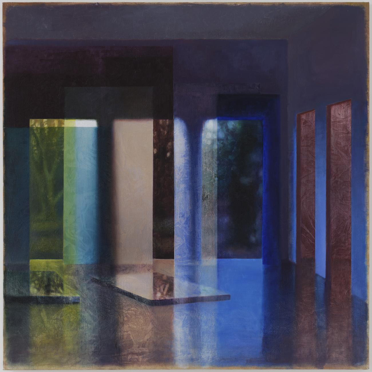 ‘Absence woven into presence lV’, oil on canvas, 2023, 100x100 cm.