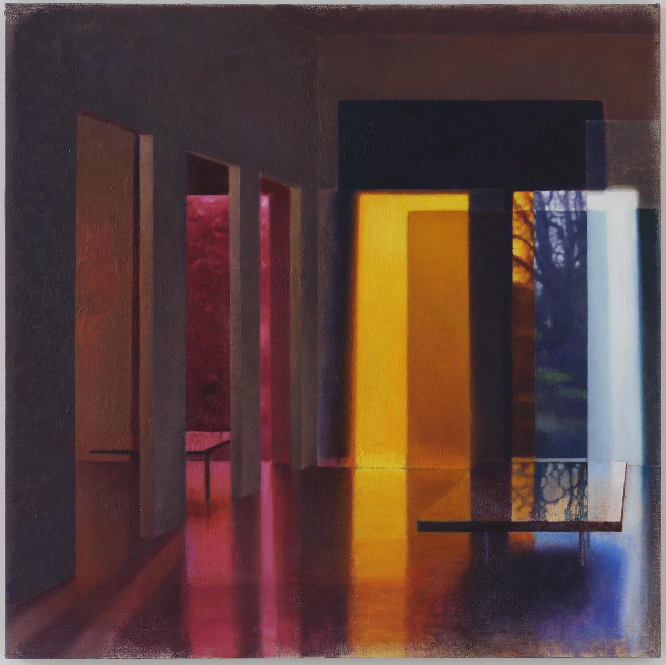 ‘Absence woven into presence V’, oil on canvas, 2023, 100x100 cm.