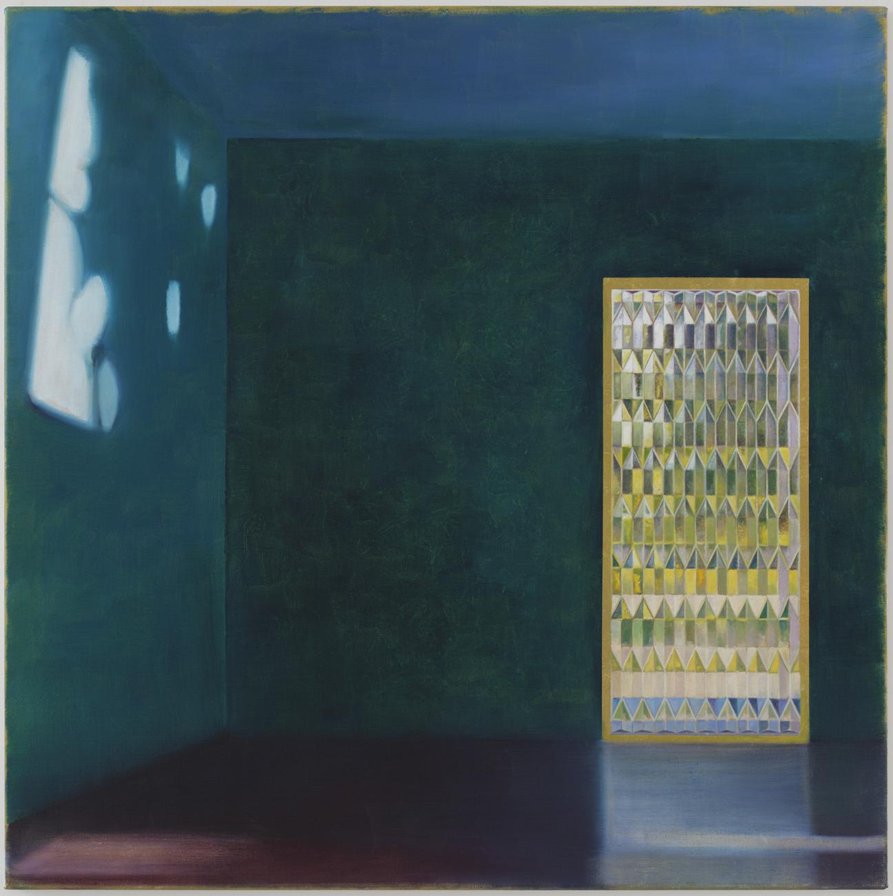 ‘Through the Glassfacet’, oil on canvas, 2023, 100x100 cm