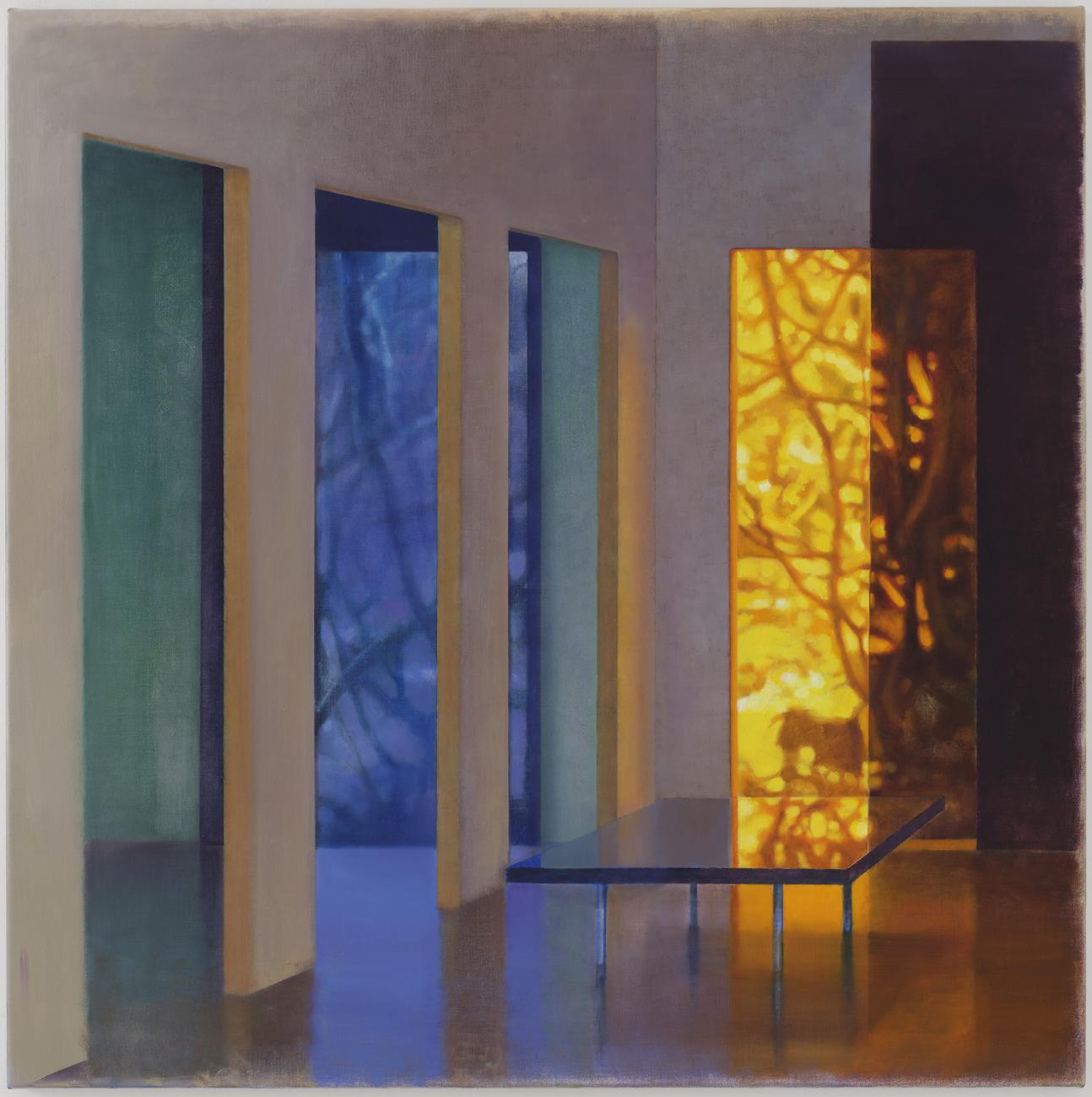 ‘Absence woven into presence VII’, oil on canvas, 2023, 100x100 cm.